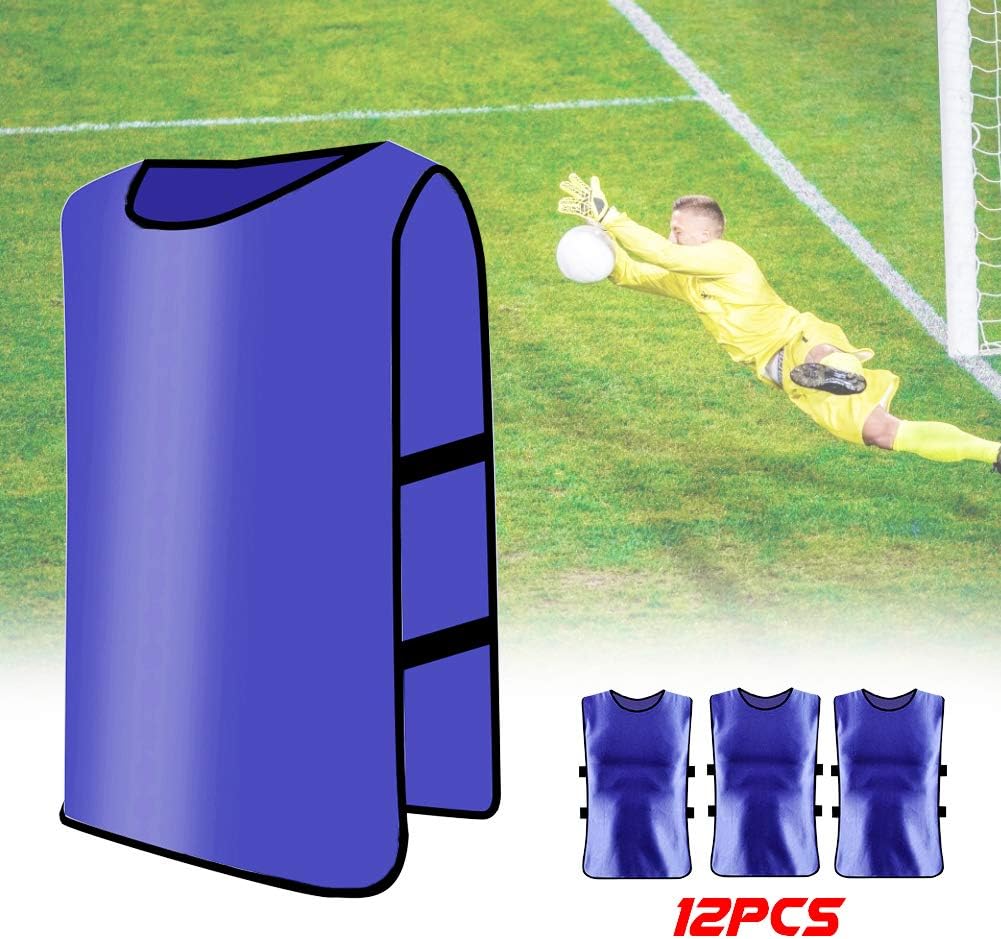 12 Pcs Soccer Pinnies, Basketball Jersey Team, Practice Vests Nylon Mesh Scrimmage for Youth Adults Sports Football Basketball, Lacrosse Team Practice Sports (Purple Adult Model)