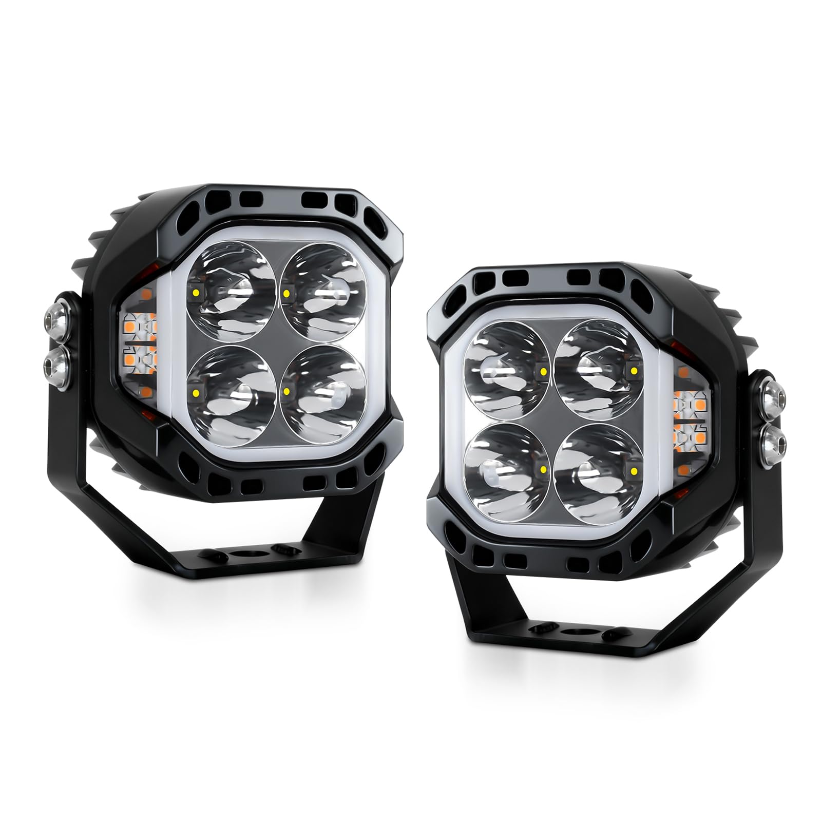 aqxreight Światła do Jazdy Terenowej z Podwójnym Trybem 3-calowe Kapsuły LED Spot Flood Combo 30000LM 80W Wodoodporny IP68 z obudową ze Stopu Aluminium do Samochodów Ciężarowych S
