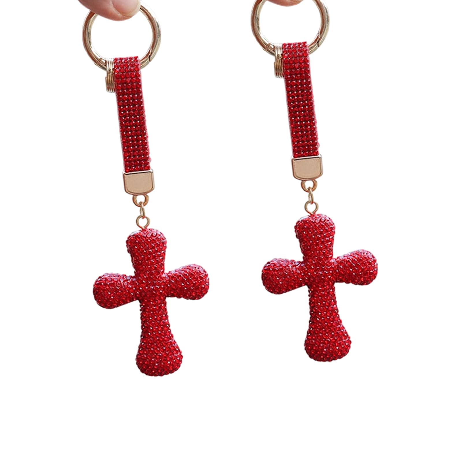 APGLSXY Blessed & Holy Crosses Keychain Keyring Crystal Rhinestones Car Bag Purse Charm Pendant Car Rings Jewelry for Women Blessed & Holy Crosses Keychain
