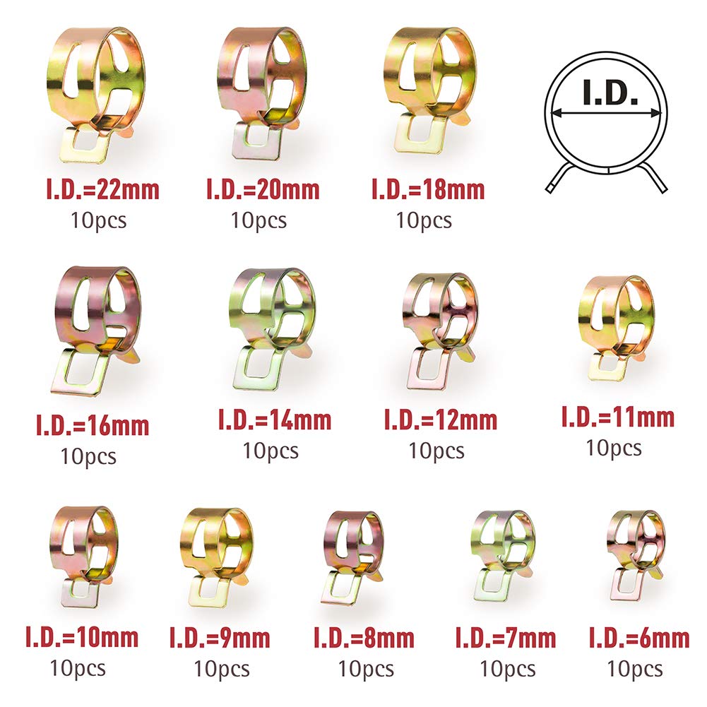 Buy InduSKY 120Pcs 622mm Spring Band Type Clips Fuel Line Silicone