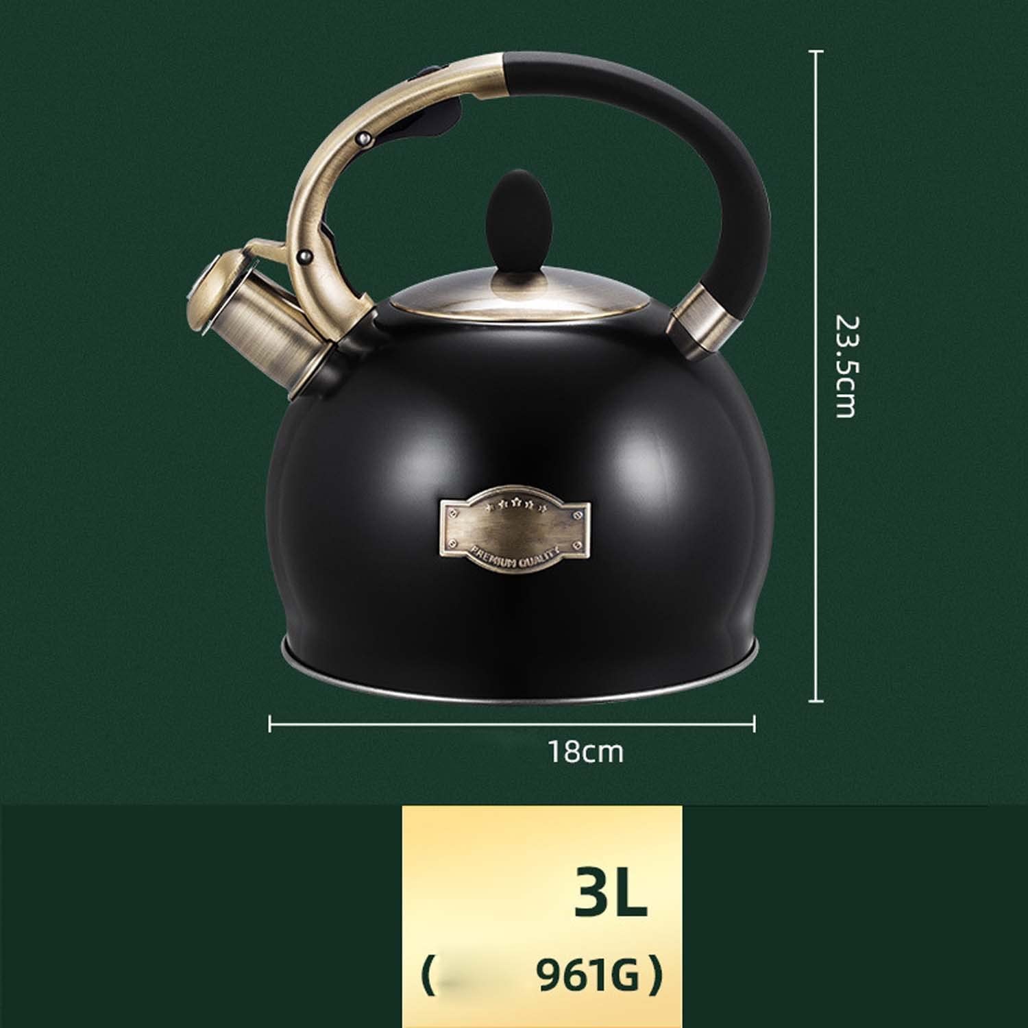 czajnik turystyczny, Czajnik z gwiżdżącym uchwytem do czajnika gazowego indukcyjnego dzbanka na herbatę(Black)