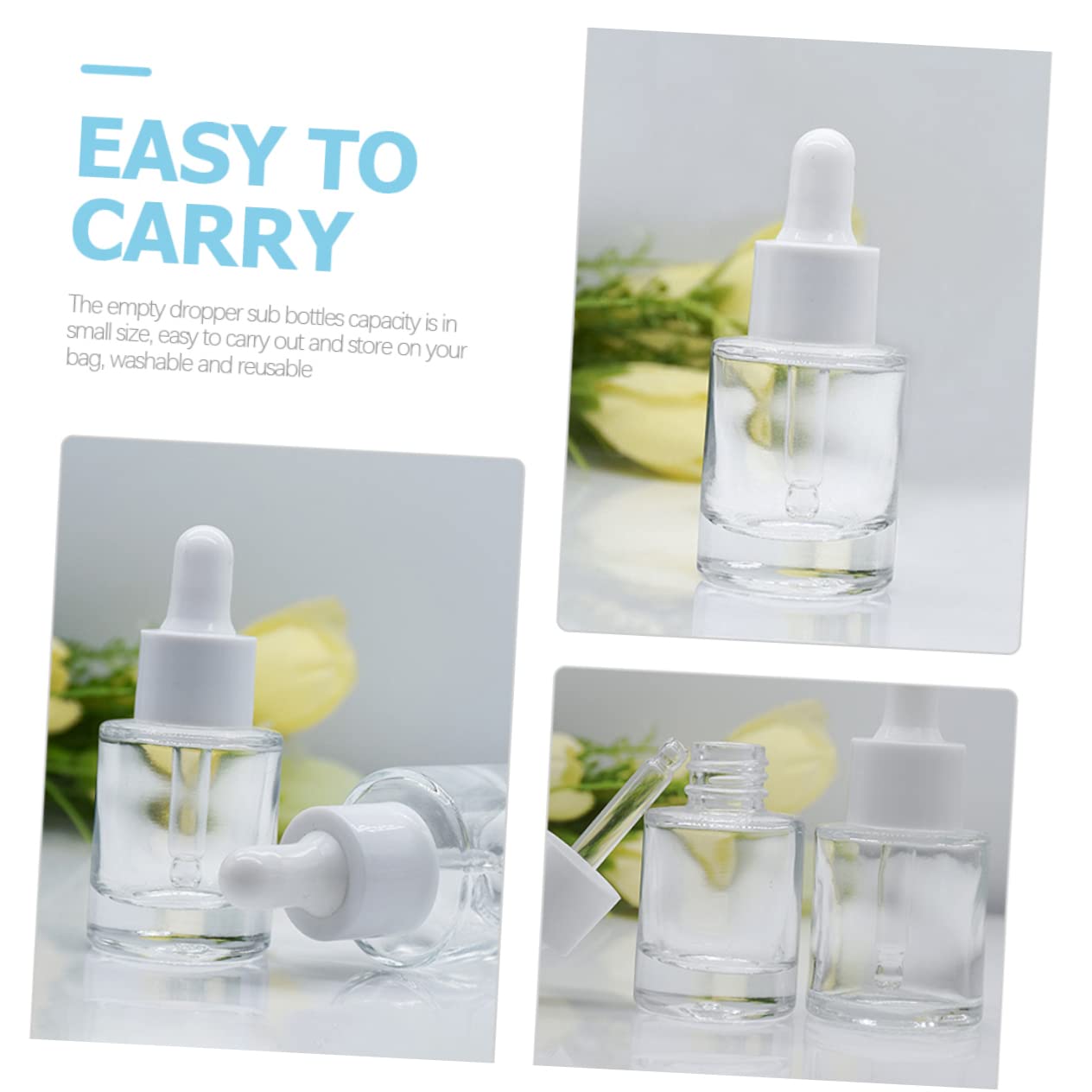 20 Stück Pipettenflaschen aus Glas 15ml Auslaufsicher und Luftdicht für Ätherische Öle Kosmetik und Reisen