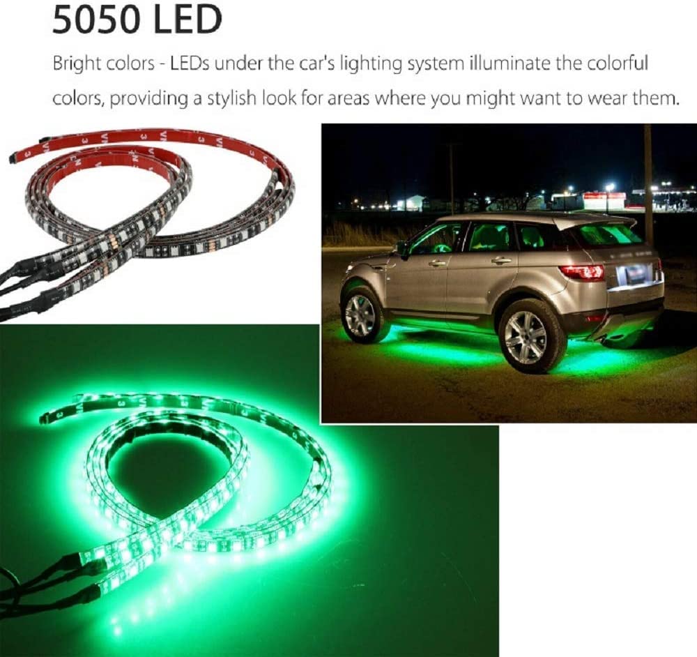 Samochodowa taśma świetlna LED, SUNWAN 4 szt. listwy świetlnej, sterowanie głosem, obudowa, nastrojowe światło, zestaw oświetlenia zewnętrznego, 2 x 90 cm + 2 x 120 cm