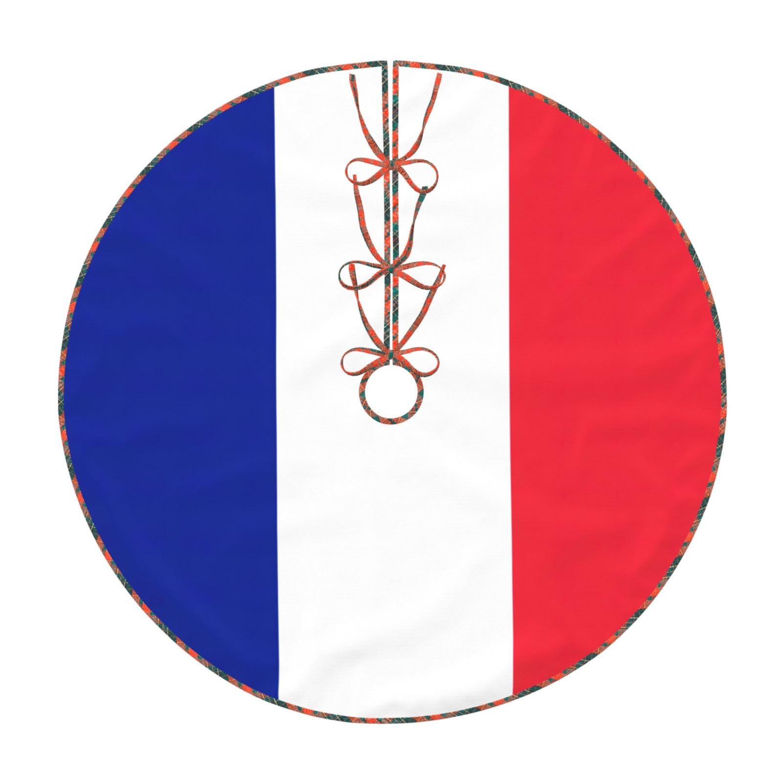 Jupe de sapin de Noël drapeau français avec attaches pour décor de fête