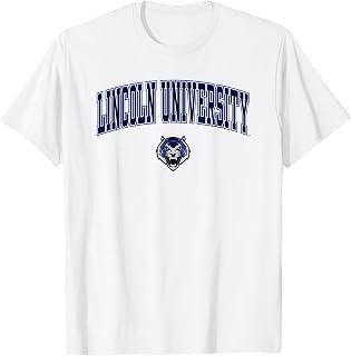 Lincoln Blue Tigers Arch Over Logo Officially Licensed T-Shirt, Small, White