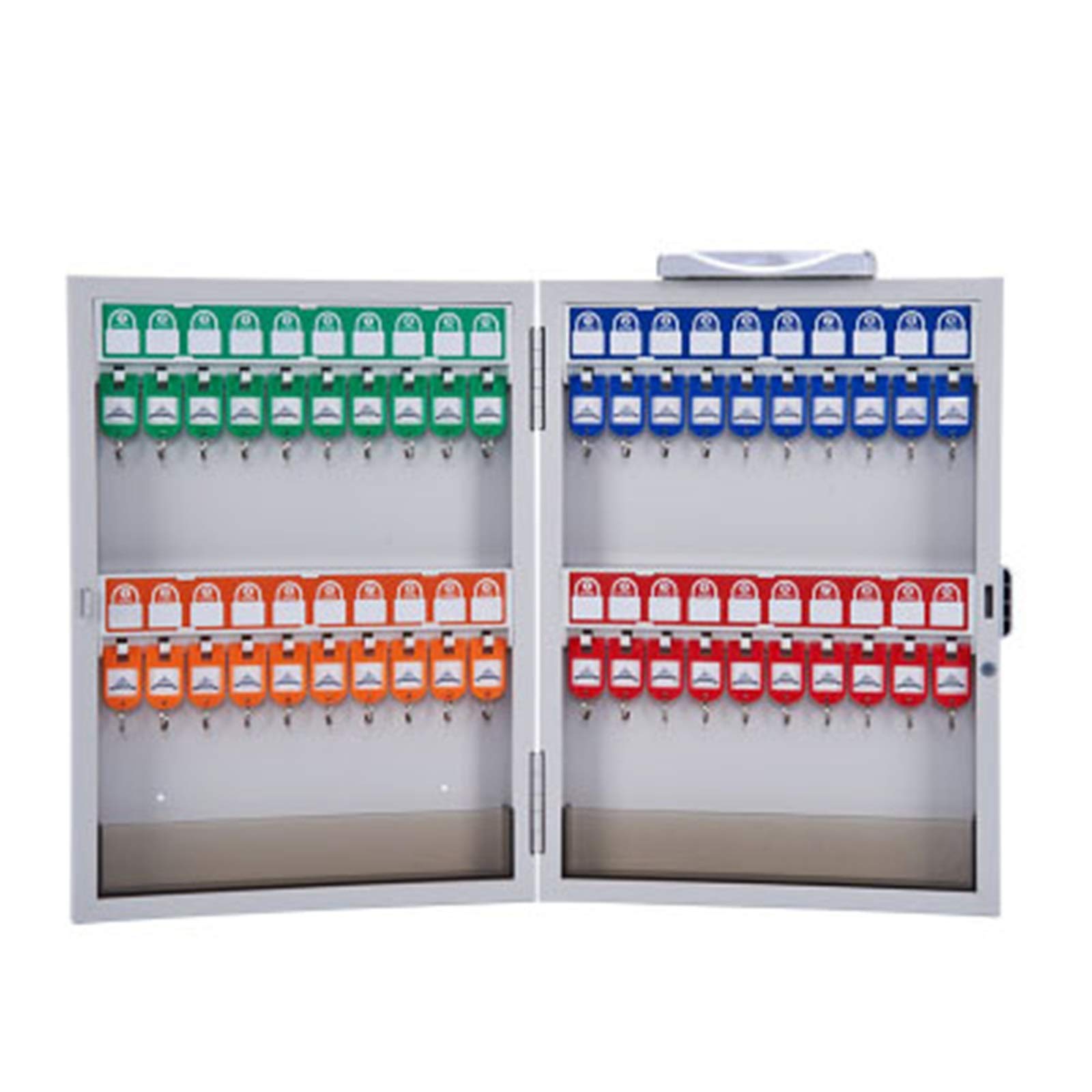 Armoire à clés Murale, Armoire combinée à 48 Crochets, boîte à clés (Blanc 40x33,5 cm)