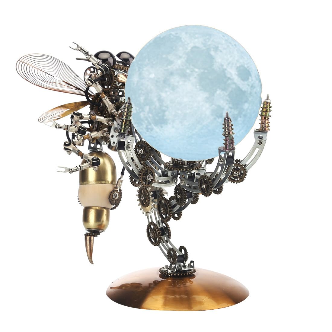 Metalowe puzzle 3D - 627 elementów, metalowy montaż, zabawka, mechaniczny zestaw modelowy z 3 kolorami światła księżyca i lampami Tap (domyślny obraz główny, możliwość dopasowania napisu i logo)
