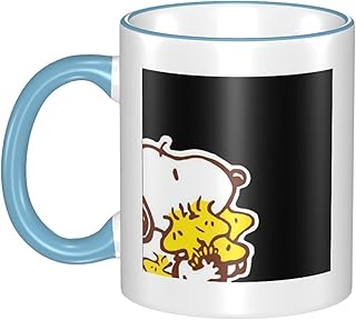 スヌーピー マグカップ 保温・保冷 電子レンジ対応 コーヒーカップ 陶器 セラミック 耐高温 軽量 個性人気 誕生日プレゼント大容量 Sky Blue