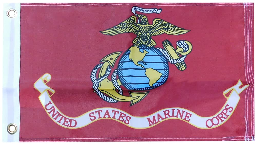 Doppelseitige USMC Marine Corps Flagge – 30,5 X 45,7 Cm (12x18"), Aus SolarMax Nylon, 2-lagig & 4-fach Genäht, Für Auto & Boot