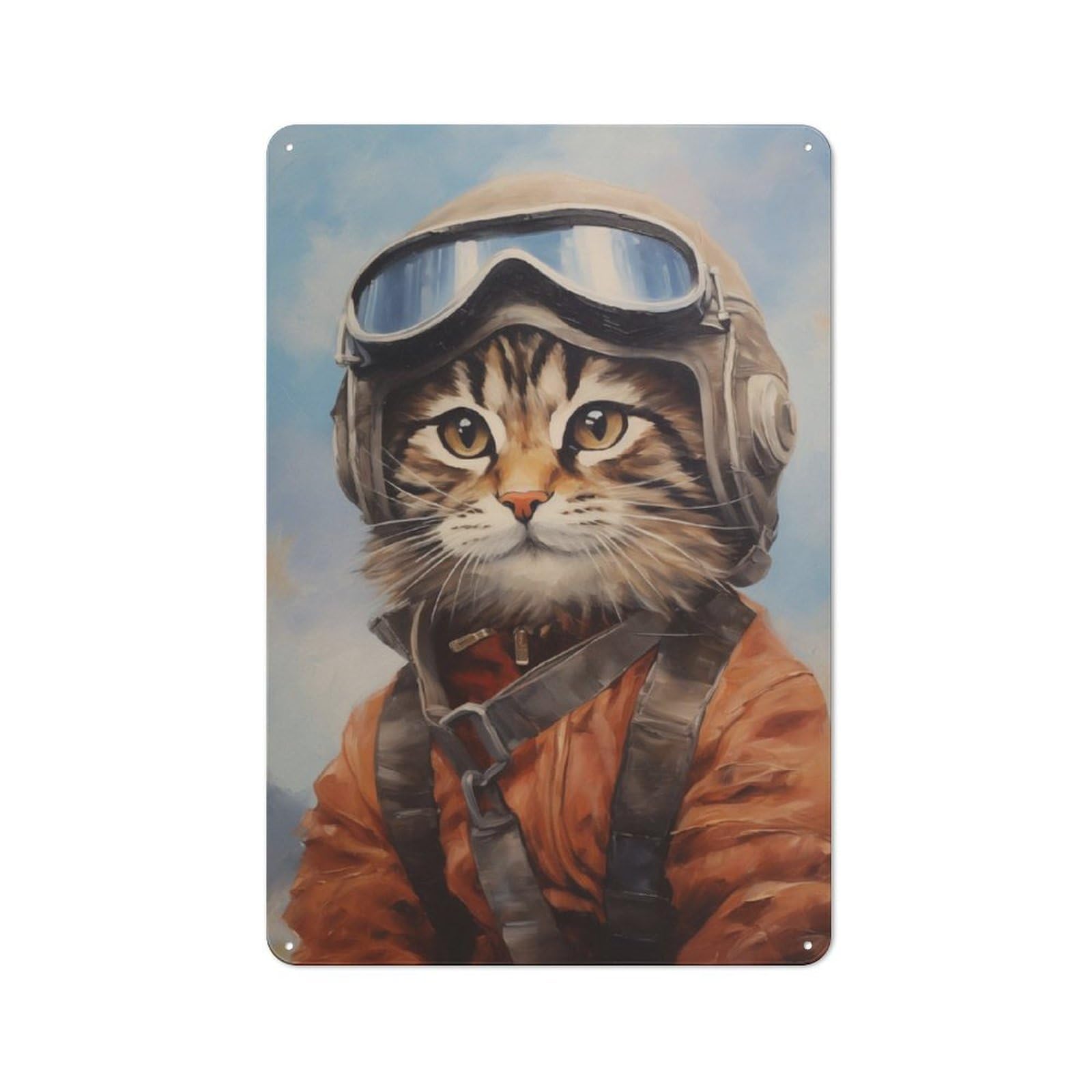 Junmoney Kitty Helicopter Pilot For Café Or Restaurant, Vintage Metal Sign 30X20cm, For Vintage Wall Decor Fans, For Cafés, Pubs And Restaurants