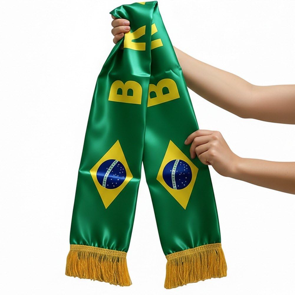Sciarpa Calcio Brasiliana Verde Gialla Bandiera Brasile Raso