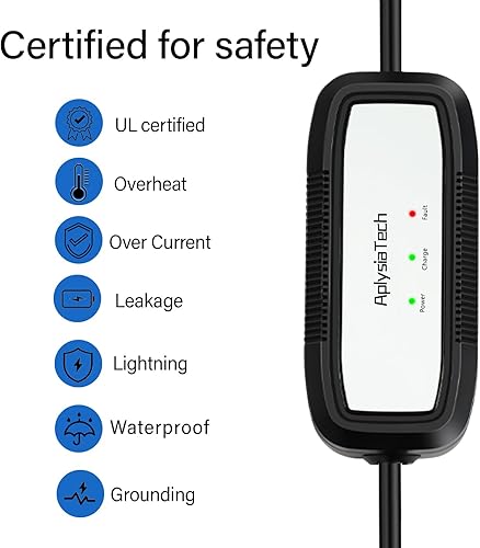 Miniatura 2 de AplysiaTech Portable EV Charger Level 1, 15Amp 110V, Electric Vehicle Charger with 16Ft Extension Cord,NEMA 5-15P for Plug-in Home EV Charging