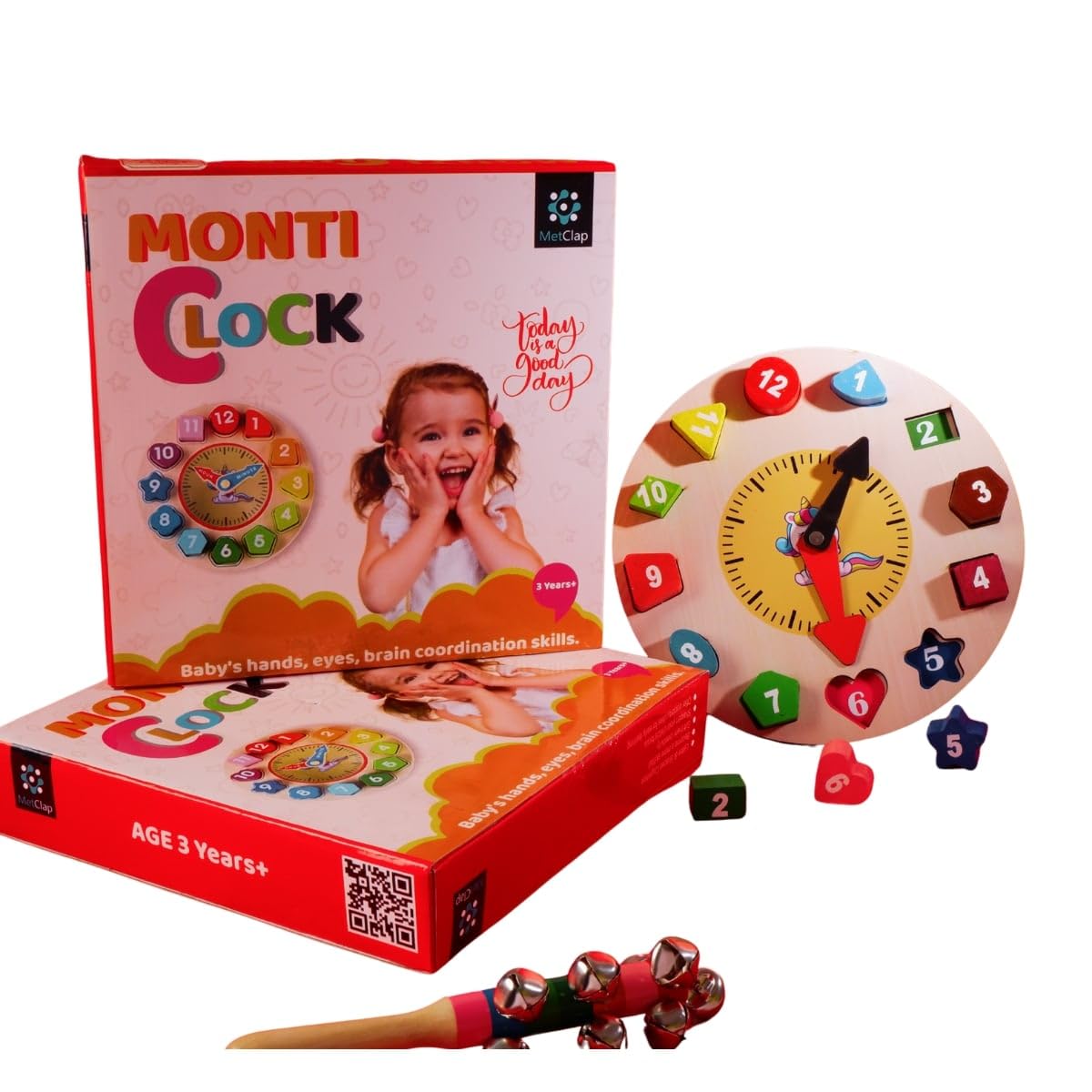 Metclap Kids Educational Watch - Montessori Digital Learning Toy | Wooden Time Learning Clock | Interactive Toy for Toddlers | Ideal for Children Aged 3-8