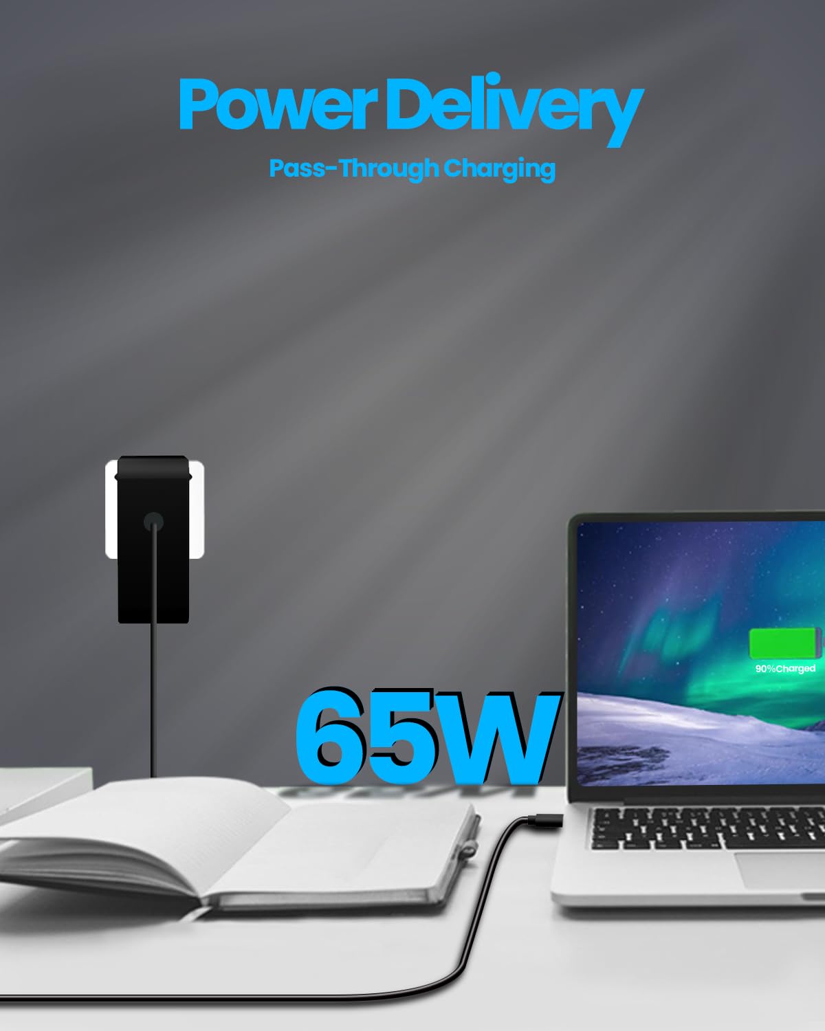 Caricatore 65W USB C Compatibile con Microsoft Surface Pro 12 (2025) 11 10 9 8 7+ 7 pro X 1796 1769 1800 Surface Pro 13" (OLED) Snapdragon X Elite,Surface Pro 2-in-1 13" Alimentatore di tipo C da 65 W