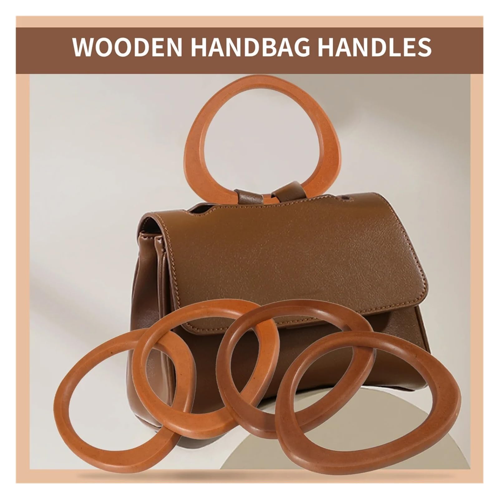 4 piezas mango de madera for bolso Para Bolsos | Herramienta circular con asas de madera for bolso de punto de ganchillo, bolso de playa, bolso de paja