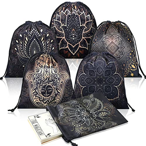 6 Pcs Velvet Storage Bag Dice Storage Bag Drawstring Tarot Card HolderJewelry Pouch,7.1 x 5.9 Inches 6 Styles(Stylish Style)