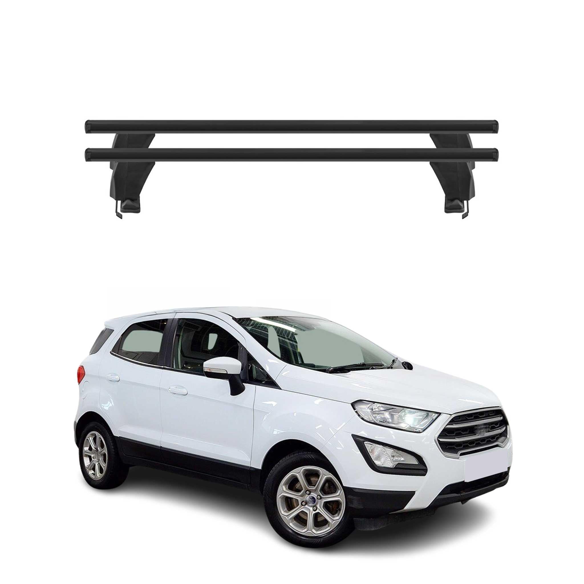 OMAC Roof Rack Cross Bars for Ford EcoSport 2018-2022 Lockable 110Lbs Aluminium Black 2Pcs fits Cargo Carriers Kayak Canoe Bike Snowboard