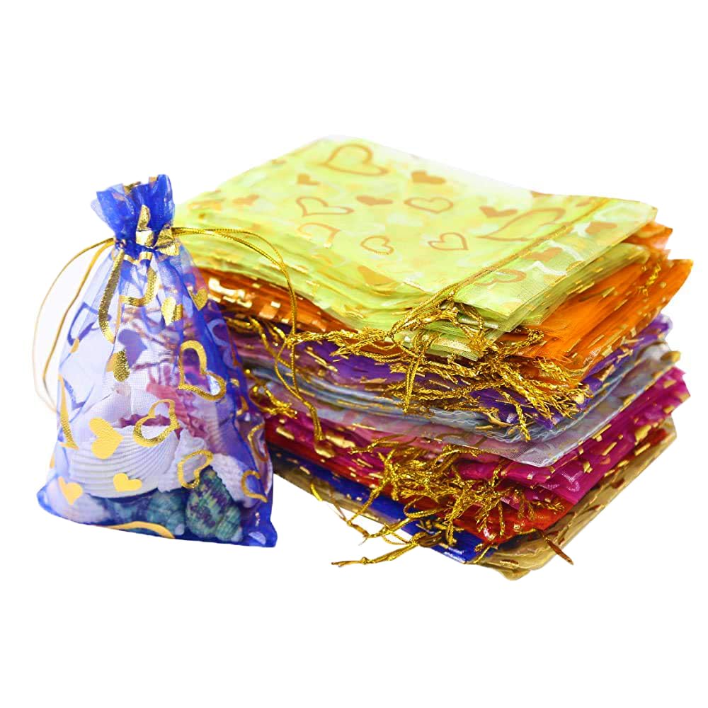 DMS RETAIL Printed Organza Bag Pouches|Organza Return Gift Bags|Drawstring Pouches For Wedding Pack Of 20 (10X14 CMS), Multi color (B0967YXYRV) Amazon Price History, Amazon Price Tracker