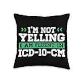 Medical Coding Specialist Billing Nurse Gift Crazy Lady Medical Coding Throw Pillow, 16x16, Multicolor