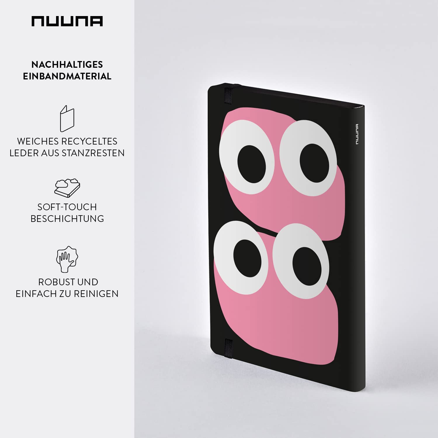 Nuuna Notebook A5 Graphic M - Jim 3.5 mm Dot Grid 176 Numbered Pages 120 g Premium Paper Black Leather Sustainably Produced in Germany - Image 3