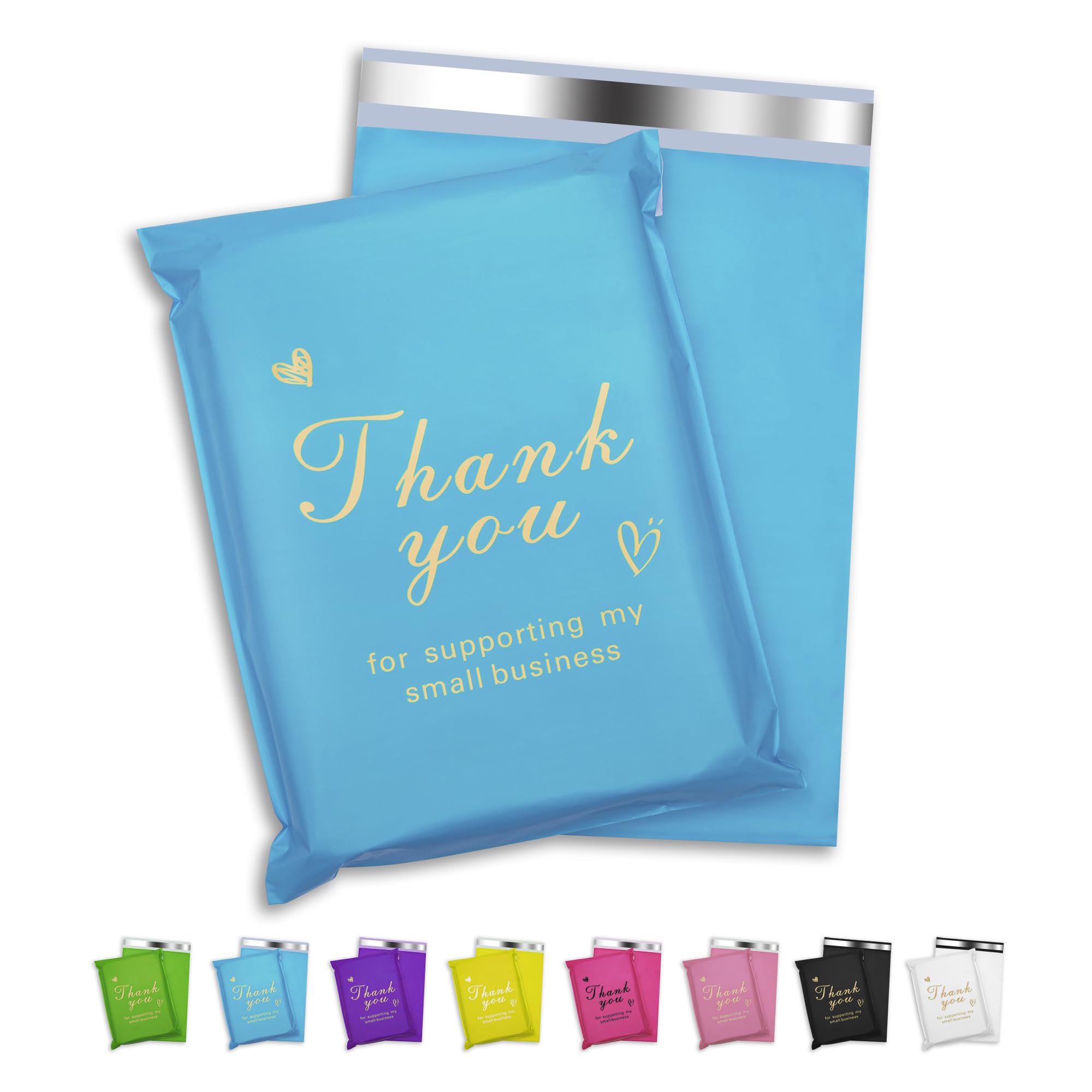 Jowlroel Thank You Poly Mailer 10x13 Inch 100 Pcs, Waterproof and Tear-Resistant Shipping Bags for Clothing, Strong Mailing Bags with Self-Seal, Cute