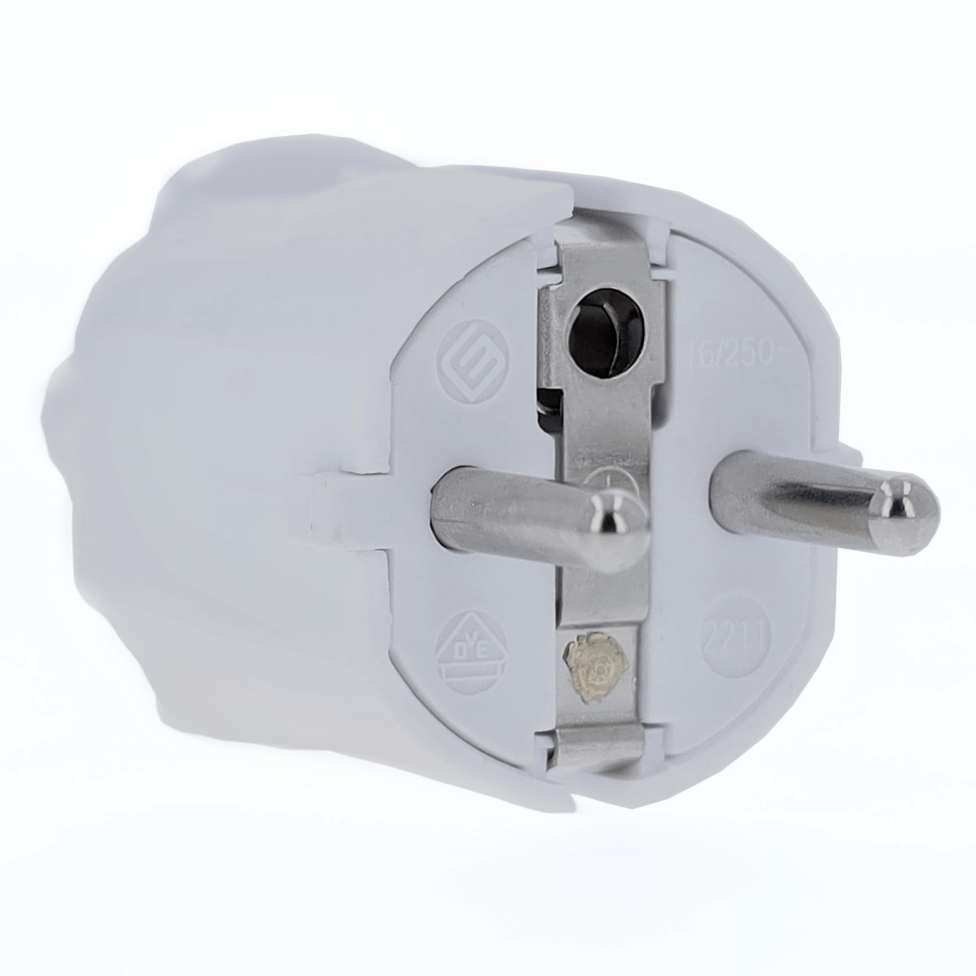 as - Schwabe PVC Stecker - Schutzkontaktstecker mit doppeltem Schutzkontakt - Anschluss Leitungen bis max. 1,5mm² - 230V - 16A - IP20 - Weiß, 62221