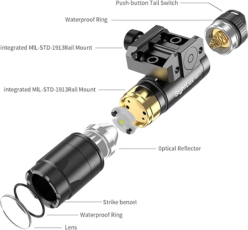 Miniatura 21 de Combo de linterna láser para rifle - Linterna táctica de 1250 lúmenes, luz láser rojo/verde para escopeta, luz láser de riel con interruptor