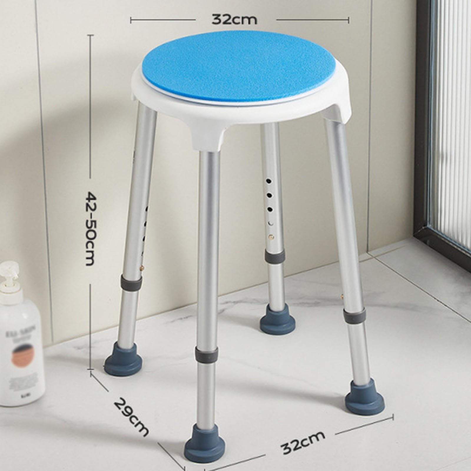 Taburete De Ducha Giratorio 360°,Taburete Redondo De Ducha Altura Regulable para Personas Mayores Asientos De Ducha para Ancianos, Embarazadas, Discapacitados, Lesionados
