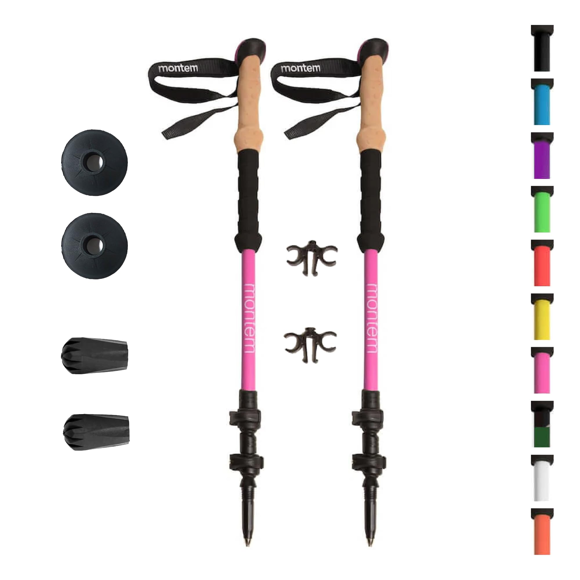 Montem Ultra Strong Trekking, Walking, and Hiking Poles - One Pair (2 Poles) - Collapsible, Lightweight, Quick Locking, Weather-Resistant and Ultra