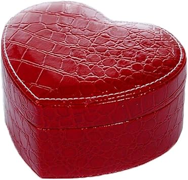 Leather Jewellery Box Red Love Necklace Ring Earrings Storage Box Jewellery Display Organiser Box for Wedding Engagement Gift Jewelry Box for Women