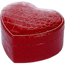 Leather Jewellery Box Red Love Necklace Ring Earrings Storage Box Jewellery Display Organiser Box for Wedding Engagement Gift Jewelry Box for Women