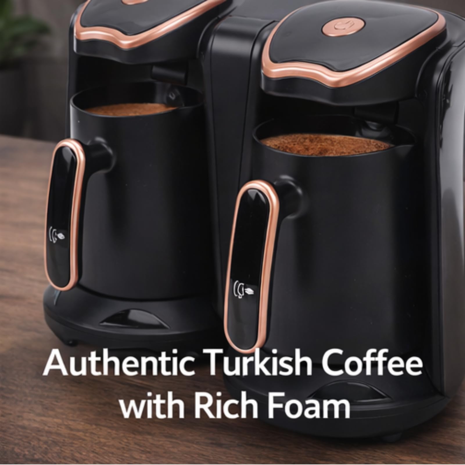 Greensen Türkischer Kaffeemaschinen-Hersteller, 1200W Doppelte Abteilung Elektrische Türkische Kaffeemaschine mit 2 Tassen, für Heiße Getränkezubereitung