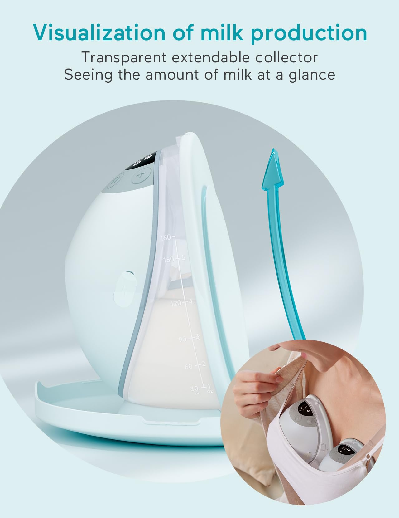 Paruu P20 Electric Breast Pump, Wearable, Hands Free & Portable with 4 Modes 12 Suction Levels - Image 4