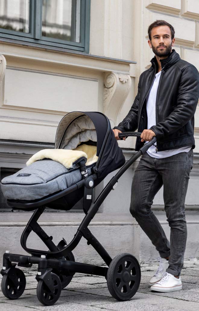 WERNER CHRIST BABY Lammfell-Fußsack FLIMS warmer Kinderwagen-Fußsack medizinisches Fell universal Langsschlitze Stone grau