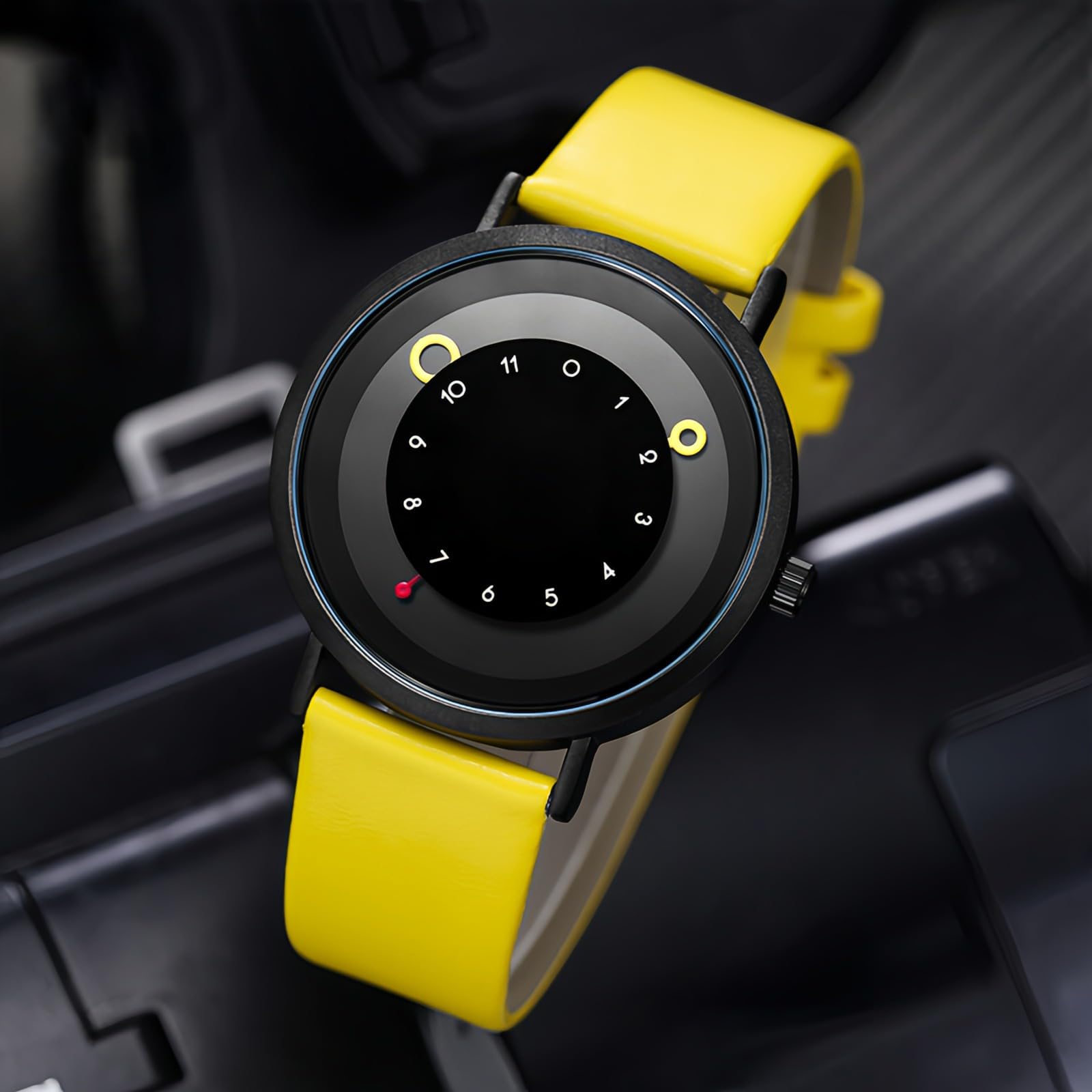 Gosasa Orologio da polso al quarzo, stile minimalista, casual, unisex, design unico, alla moda, sportivo, impermeabile, con cinturino in pelle