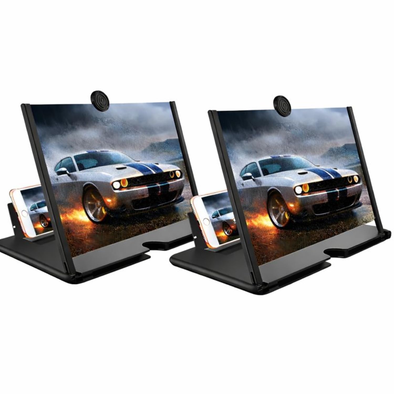 2 pack of 3d phone screen magnifier – 8 inch hd mobile screen amplifier for all smartphones, foldable stand, eye-protection display for movies, videos, gaming & study | portable phone projector