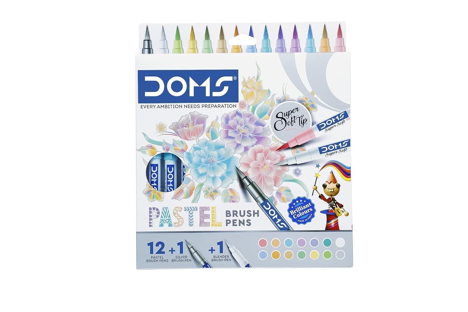 Doms Super Soft Tip Pastel Shades Brush Pen Set | 12 Pastel Shades + 1 Silver Shade + 1 Blender | Ideal for Doodling, Illustrations, Calligraphy, Artists, Studenst & Professioanls | Pack Of 1 (B0BL3X9Q4Q) Amazon Price History, Amazon Price Tracker