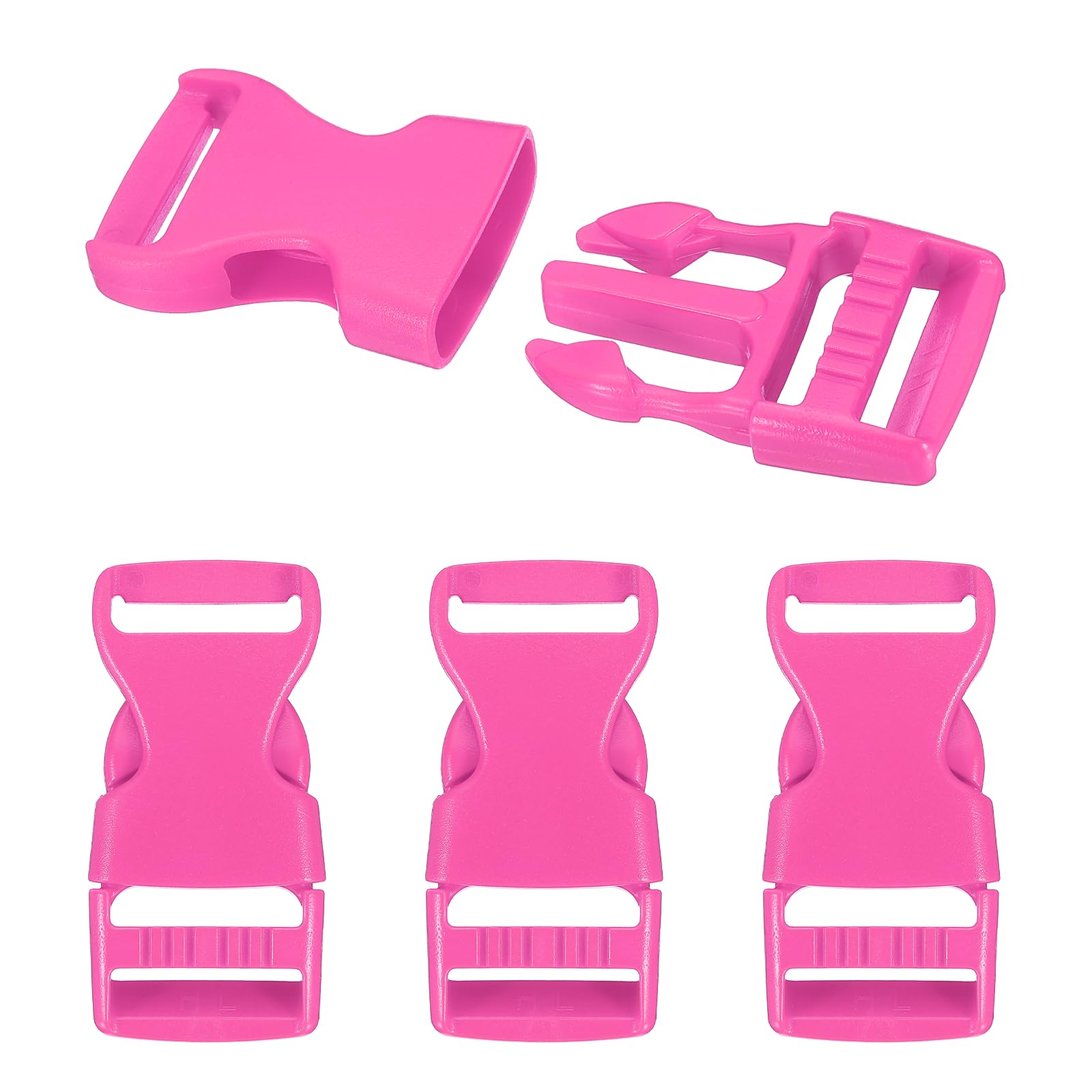 PATIKIL 4 Pack Quick Side Release Buckle, 1"(25mm) Plastic Buckle Clip Dual Adjustable Belt Snap Fasteners Clasp for Backpack Outdoor Paracord Bracelets Pet Collar, Rose