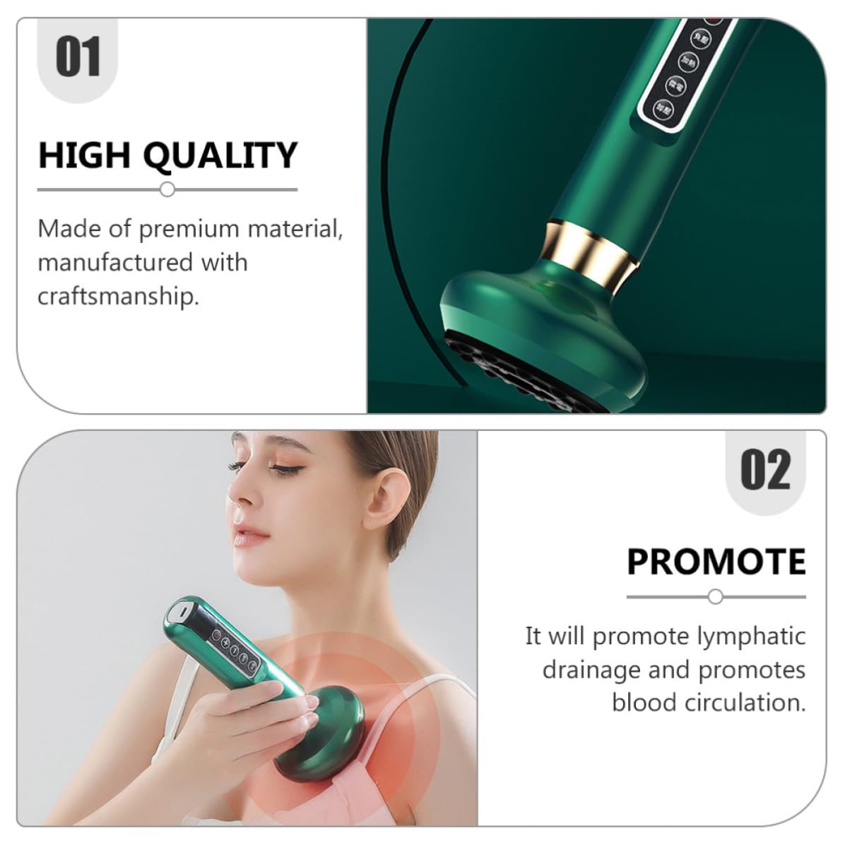 Masajeador Corporal Eléctrico de Raspado Verde Abs 12 Niveles | Potencia de Succión y Temperatura Ajustables, Función de Masaje Meridiano Multifunción, Uso Sencillo