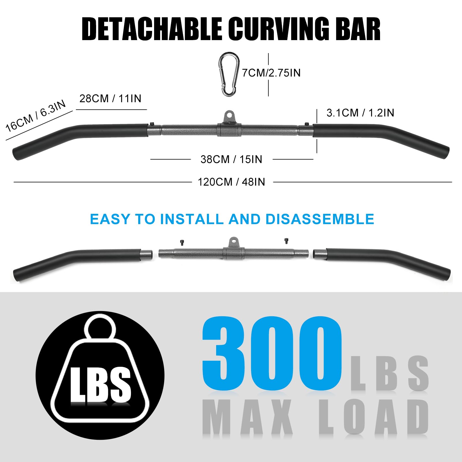 Barra LAT Machine, Barra Bicipiti, Sbarra Lat Machine DIY Leva di Tensione Posteriore Asta di Trazione per Spalle Accessori per LAT Machine