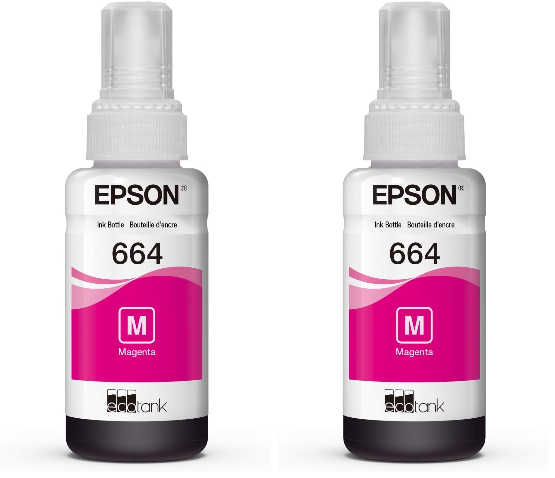 Epson 664 EcoTank Ink Ultra-high Capacity Bottle Magenta (T664320-S) Works with EcoTank ET-2500, ET-2550, ET-4500, ET-4550, ET-2600, ET-2650, ET-3600, ET-16500 (Pack of 2)