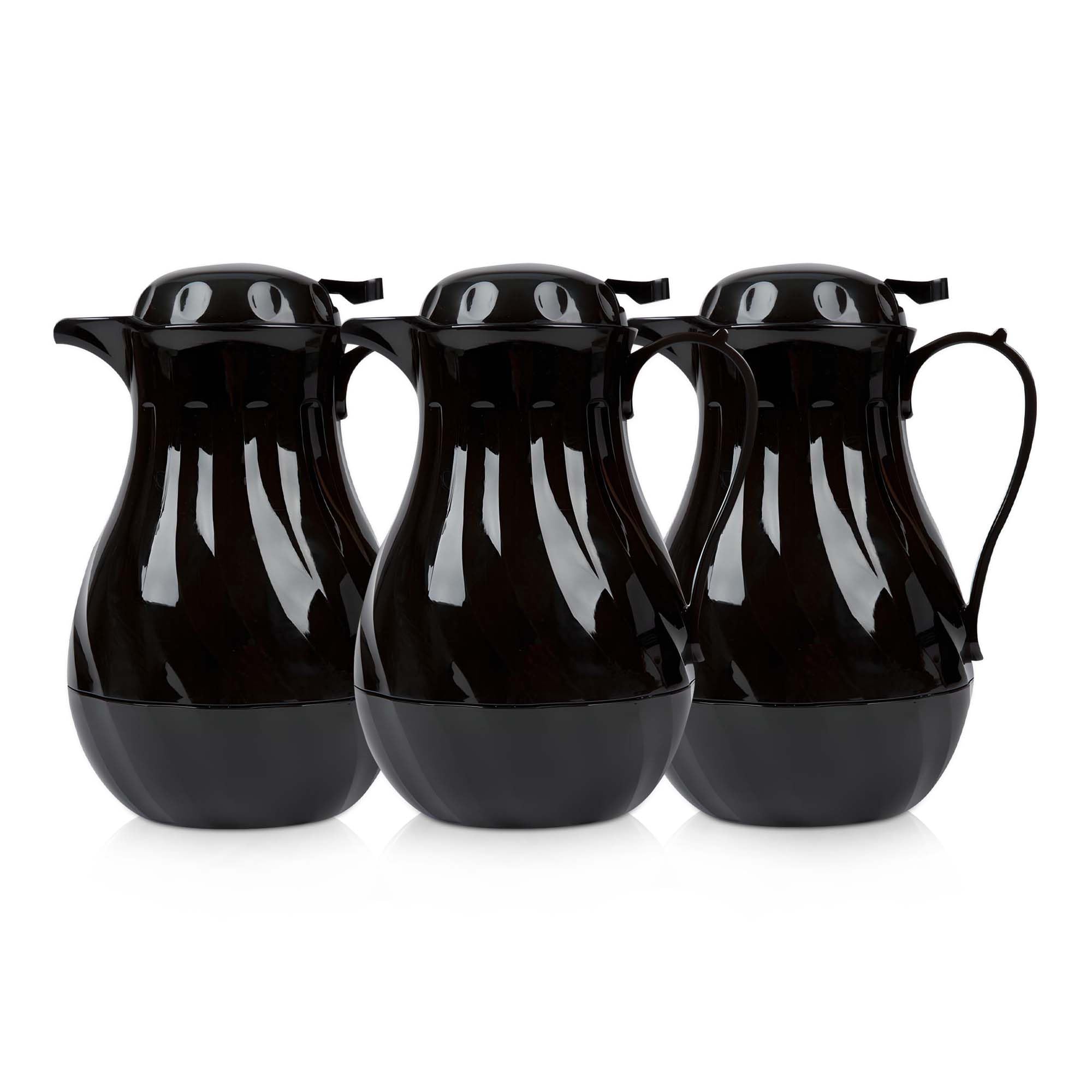 OCS Parts Set of 3 Easy Pour Thermal Coffee Carafes | 11-Inch Insulated Hot and Cold Beverage Pitcher Server for Coffee, Tea, Hot Chocolate and Water