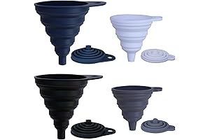 KongNai Funnels for Kitchen Use, Set of 4 Silicone Collapsible Funnels for...