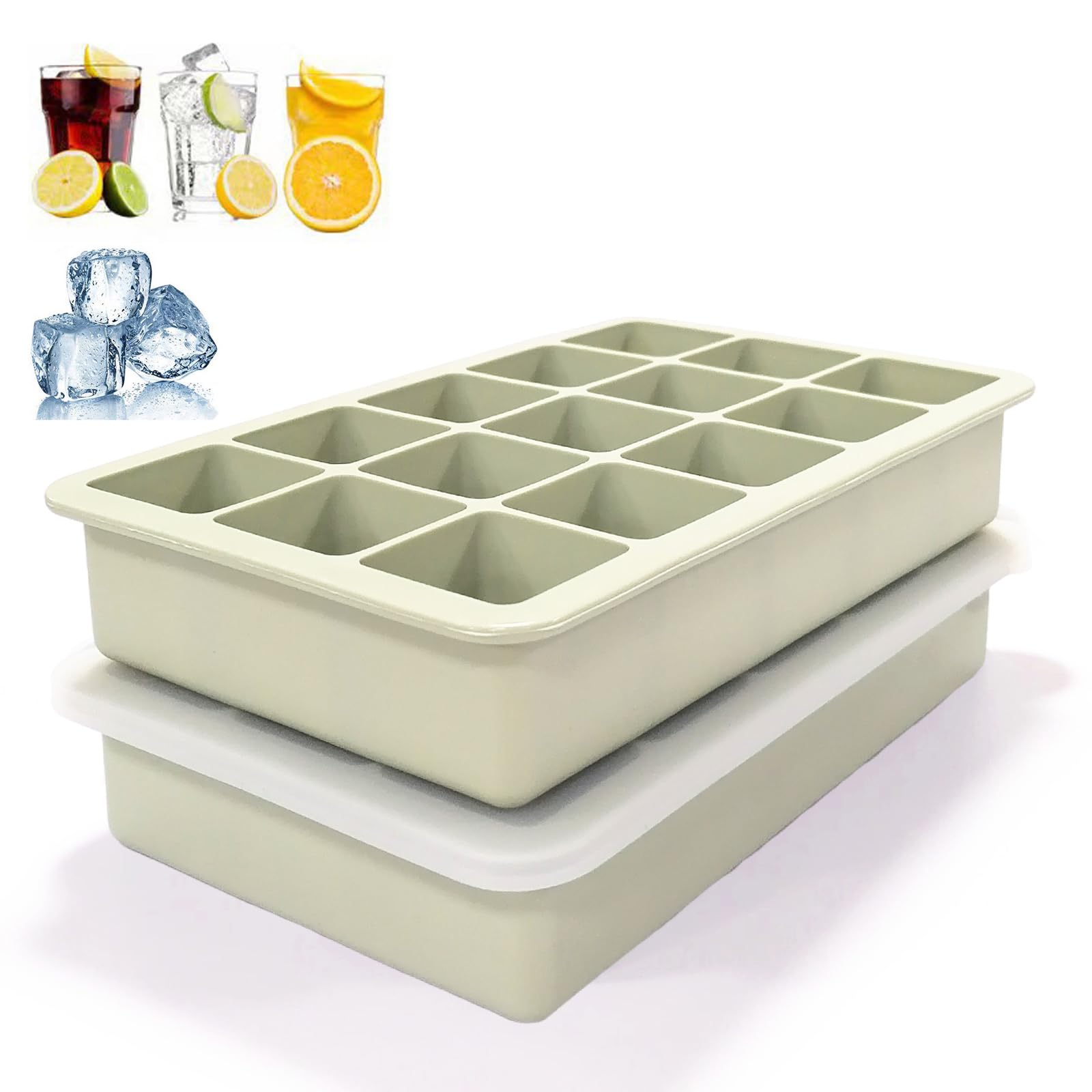 Silicone Ice Cube Tray 2 Pack, HANCELANT Ice Cube Mold, Ice Trays for Freezer with Lid for Whiskey, Baby Food, BPA Free, Easy Release