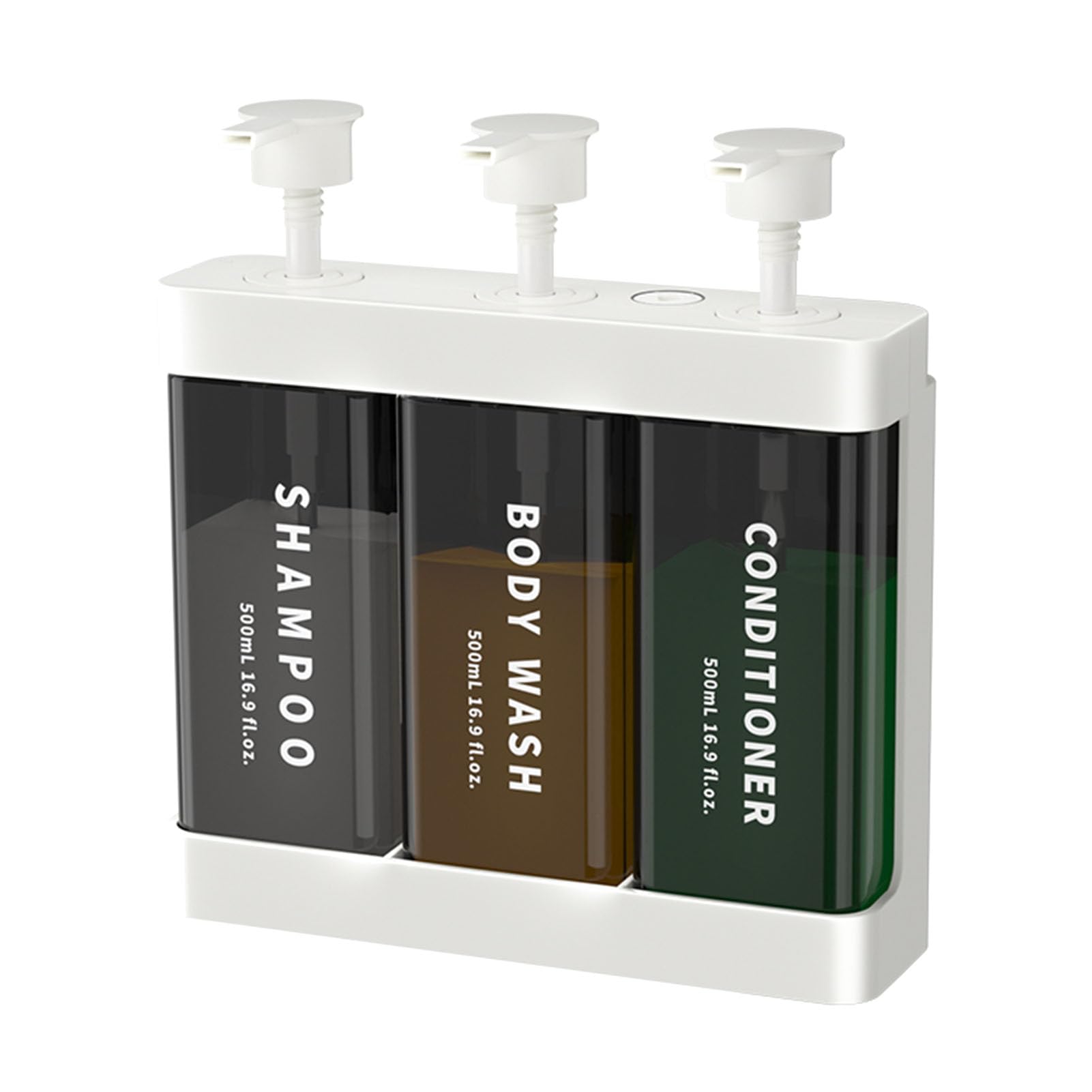 Ejoyous Dispenser di Sapone per Shampoo, Materiale ABS, 3 Camere da 1500 Ml, Montaggio a Parete per Bagno e Hotel (WHITE)