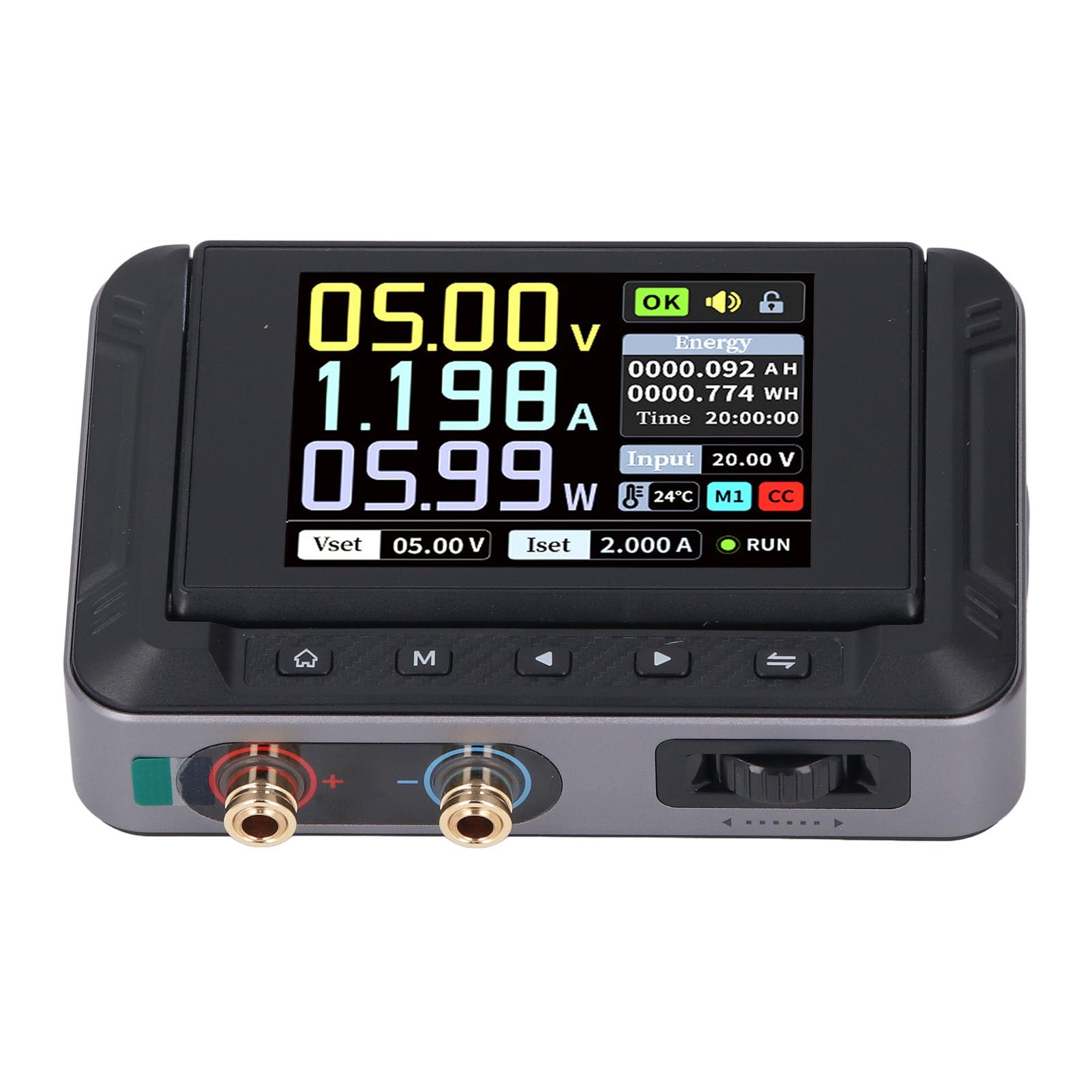 Jiawu Fuente de Alimentación CC Portátil 0-30V 0-5A 150W, Mini Fuente de Alimentación Regulada Ajustable Variable con Pantalla IPS de 2,8", Admite Carga Rápida PD QC y Múltiples Protecciones de