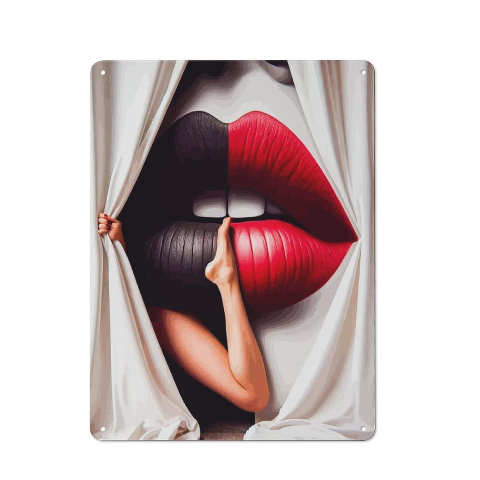 Junmoney Giant Lips & Leg Metal Wall Plaque, Easy To Hang Plaque For Living Room, Hallway, Kitchen Or Pet Corner, 40X30cm