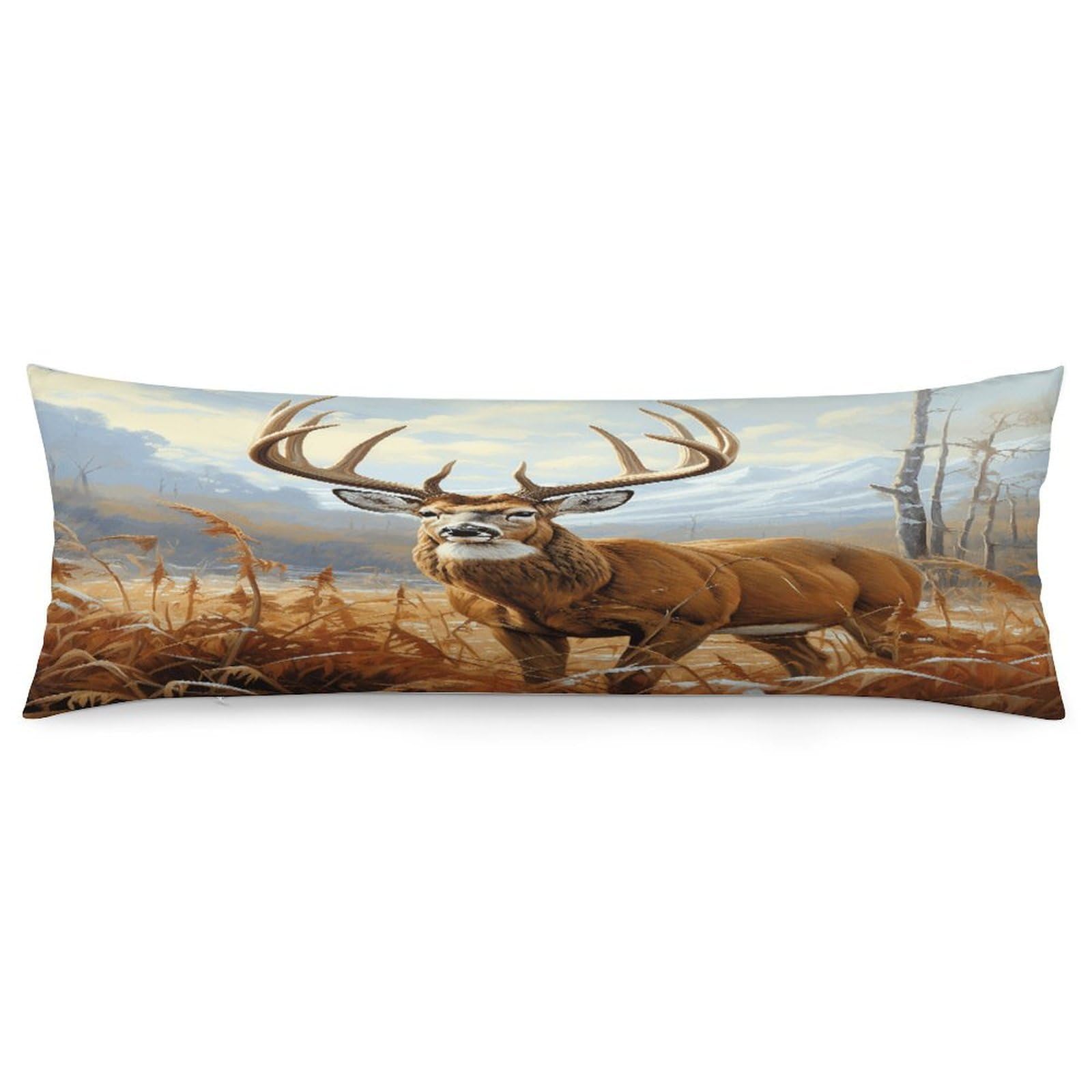 Buck Deer Body Pillowcase Soft Breathable Full Long Pillow Cover 20x54 Inches Polyester Pillow Case with Hidden Zipper Closure for Bedroom Home Decorations