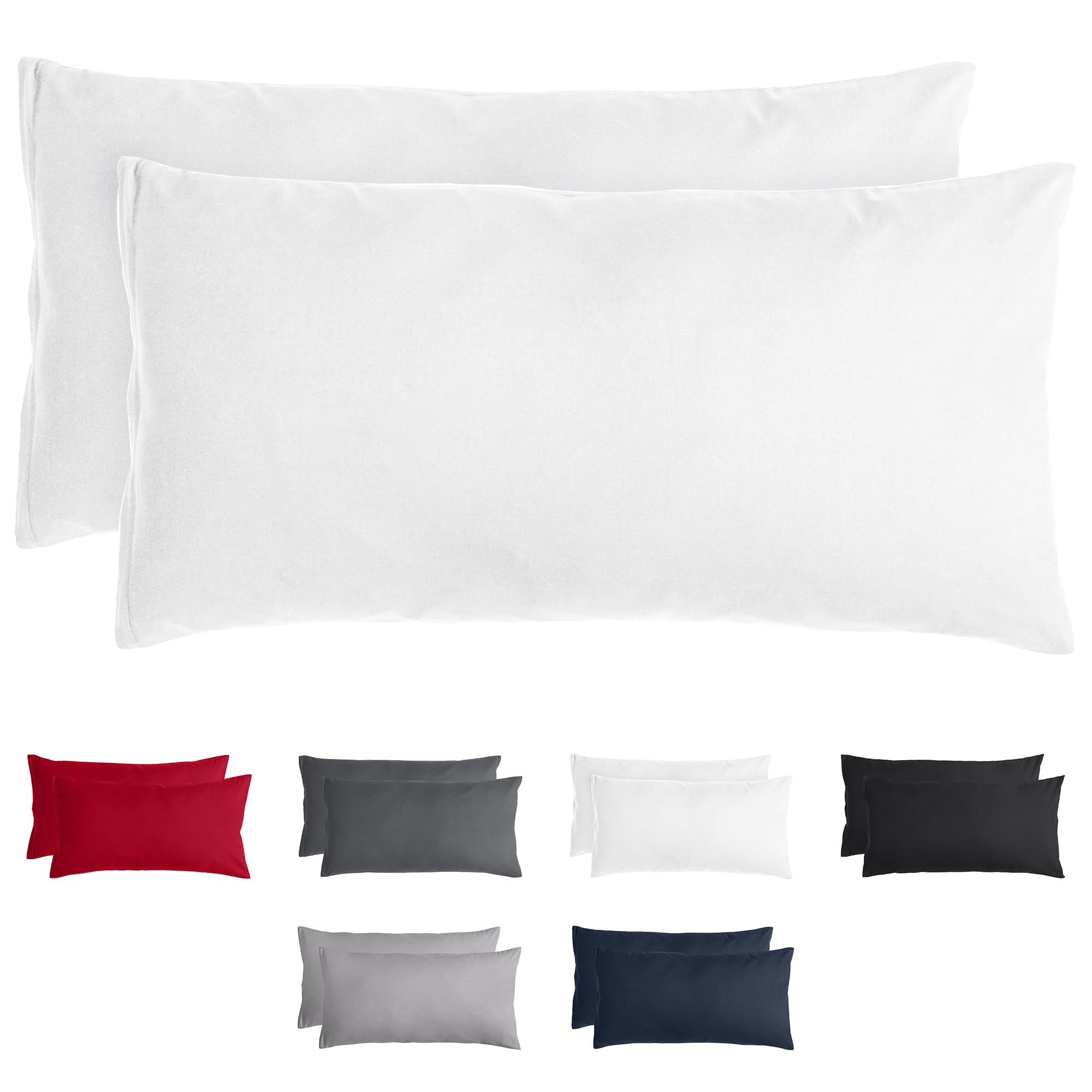 Vielit Set 2 Federe Per Cuscino 40x80 Cm In Microfibra Morbida - Certificato Oeko-Tex, Ipoallergenico, Con Cerniera, Colore Nero, Varie Misure