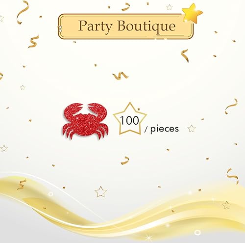 Miniatura 3 de 100 piezas de confeti de cangrejo, confeti de mesa de cangrejo con purpurina roja para fiesta en la playa, dispersos de papel aminal marino, baby